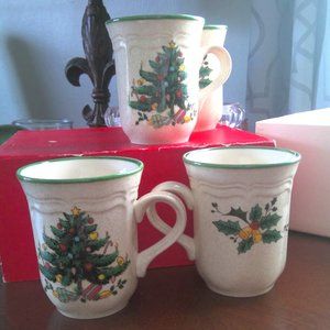 Set of 4 Vintage Mikasa Festive Season Mugs Cups